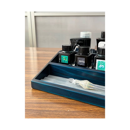 BL106-2 Hinoki Blue Ink Bottle Display Stand with a pen matt