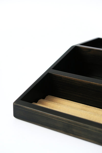 BB106-2 Hinoki Black Ink Bottle Display Stand with a pen matt