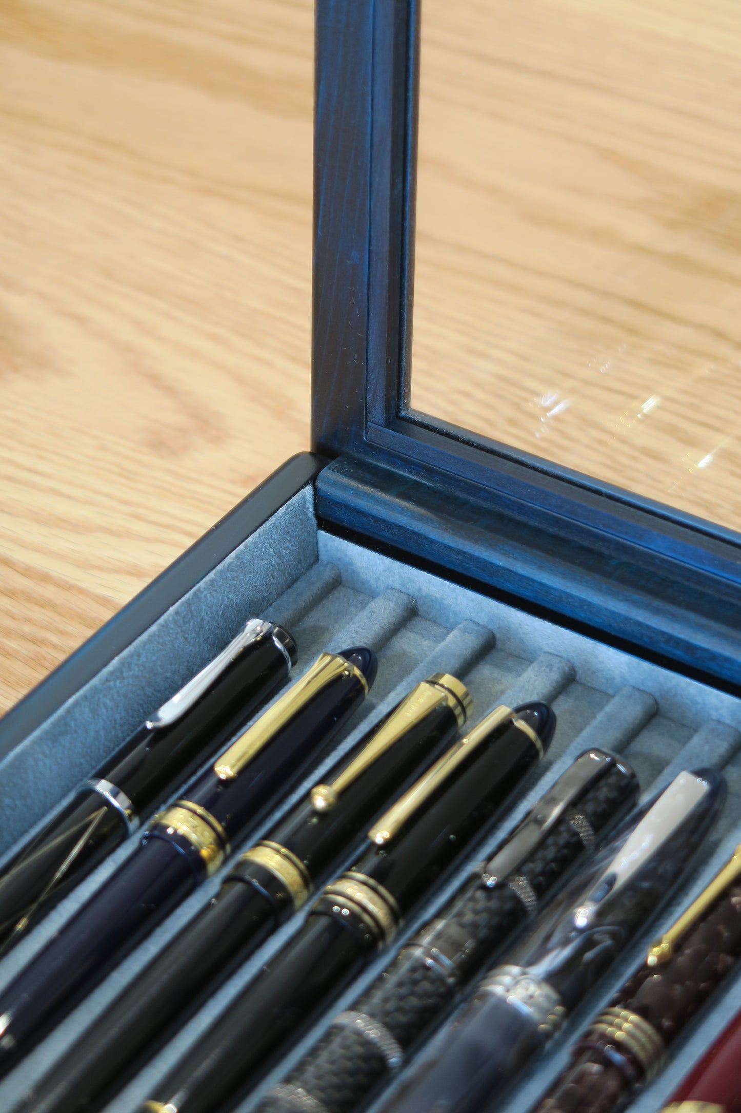 BL112 Hinoki Blue Pen Tray with Fixed Lid
