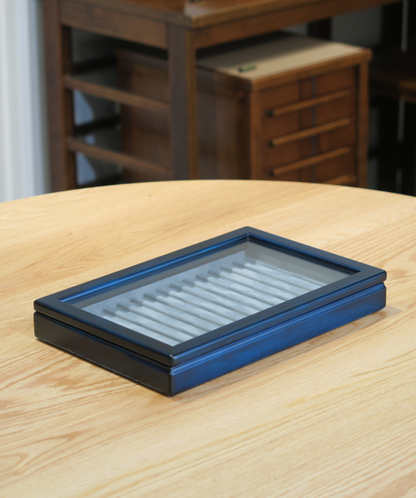 BL112 Hinoki Blue Pen Tray with Fixed Lid