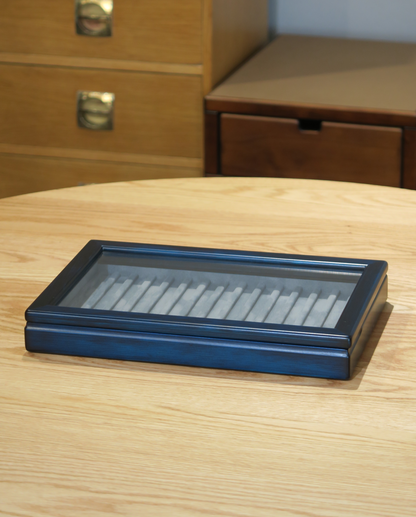 BL112 Hinoki Blue Pen Tray with Fixed Lid