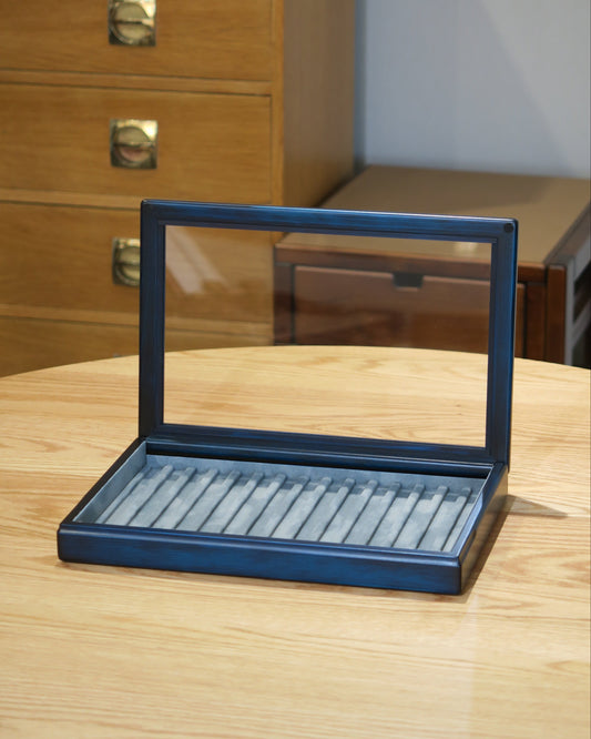 BL112 Hinoki Blue Pen Tray with Fixed Lid
