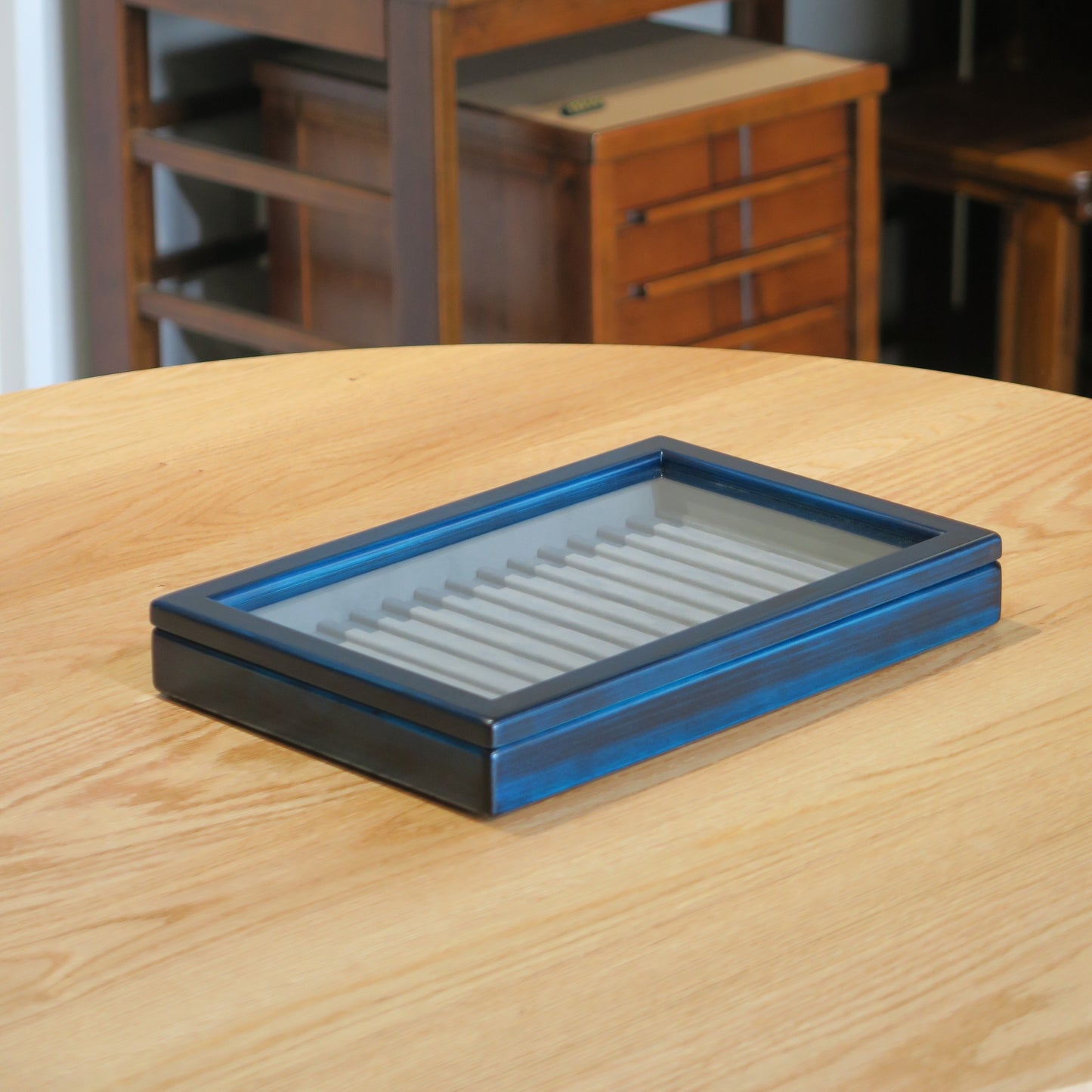 BL111 Hinoki Blue Pen Tray with Separated Lid