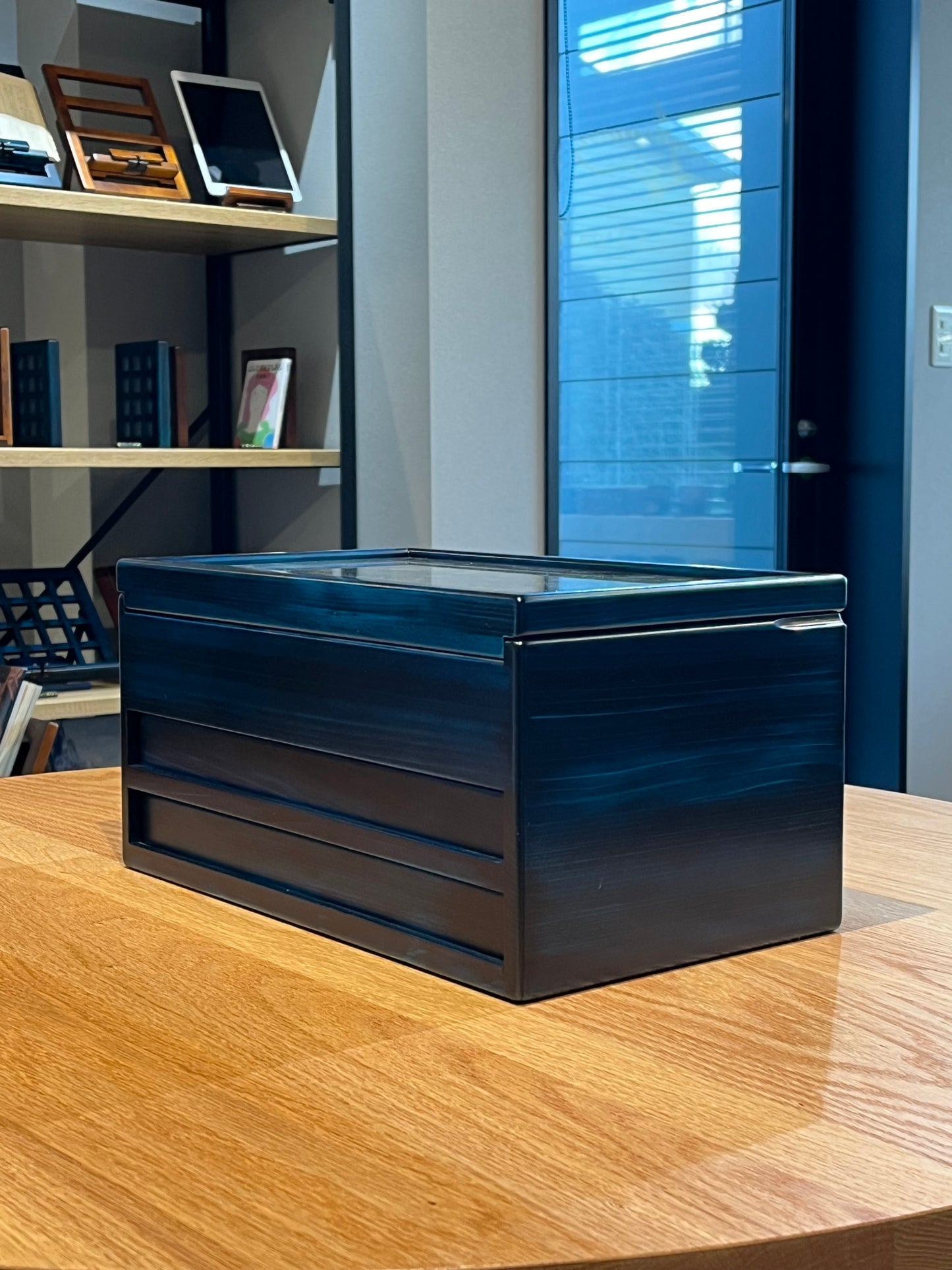 BL172 Hinoki Blue Watch Box 10 with Two drawers