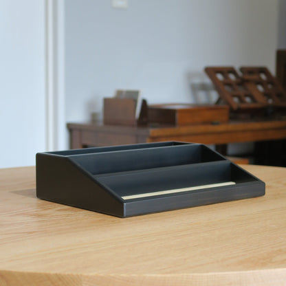 BB106-2 Hinoki Black Ink Bottle Display Stand with a pen matt