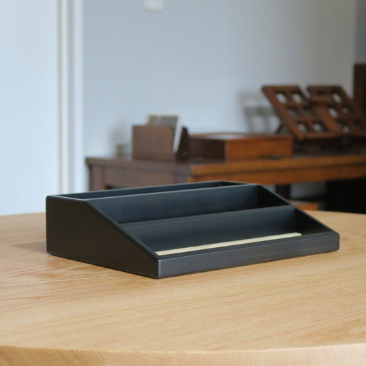 BB106-2 Hinoki Black Ink Bottle Display Stand with a pen matt
